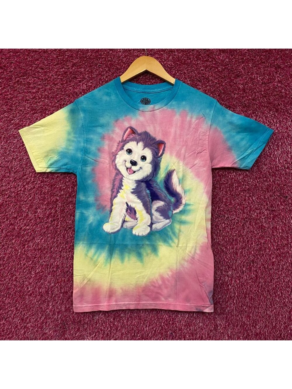 Lisa Frank Tikanni The Husky Puppy Cute Graphic Tie Dye T-Shirt Small